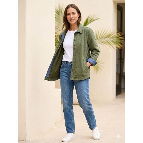 JACHS Girlfriend Jackets & Blazers - Jachs Girlfriend Green Quilted Barn Jacket Womens Medium